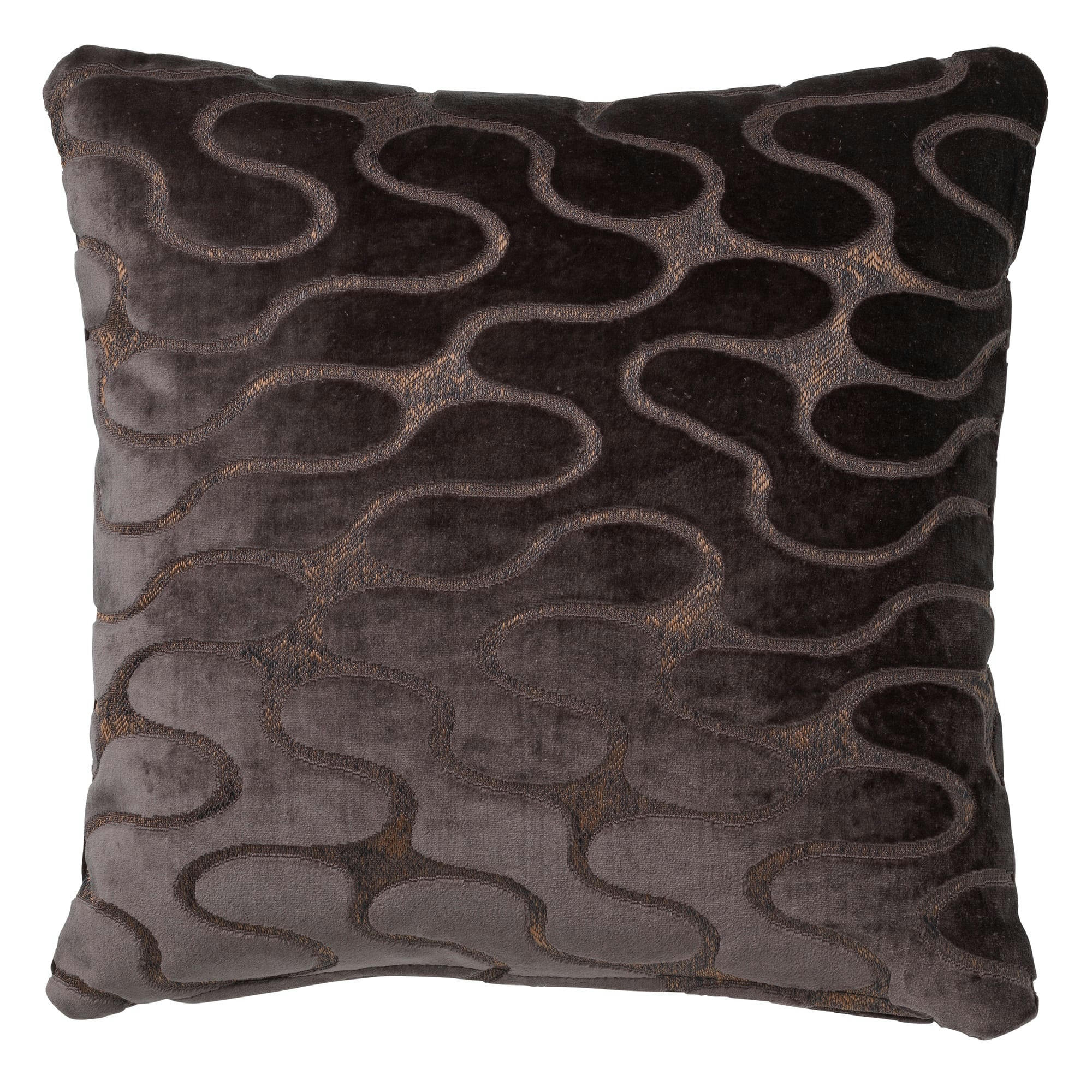 - Coussin marron en velours 45x45 cm avec motif