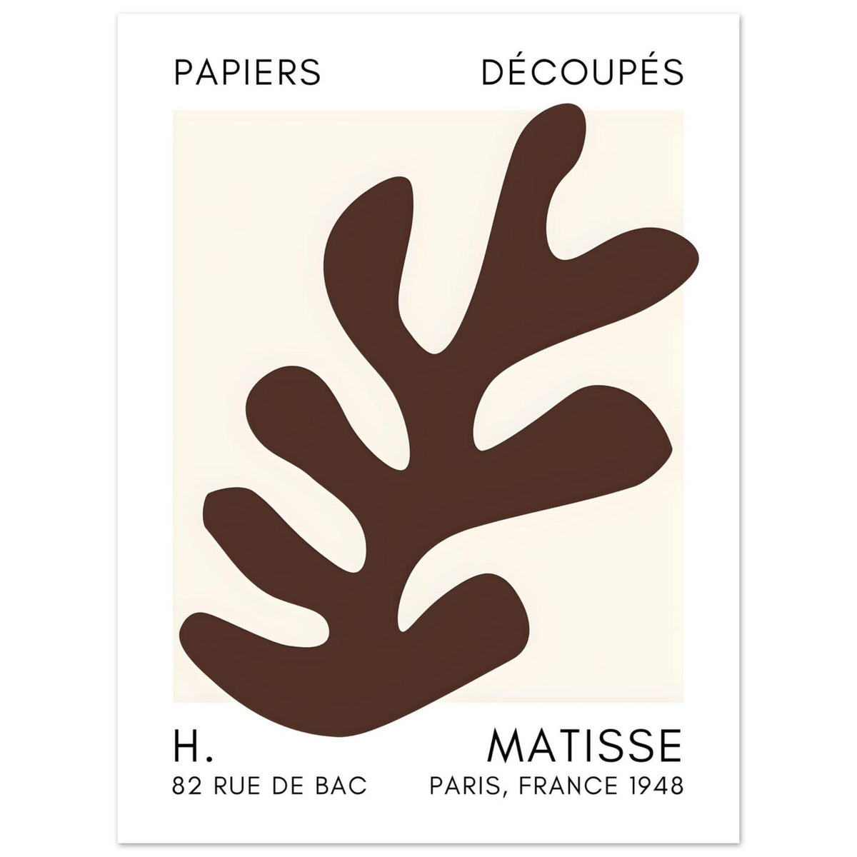 Artfulprints Poster Matisse – Ocean petals brown  - 30x40 cm - Bruin