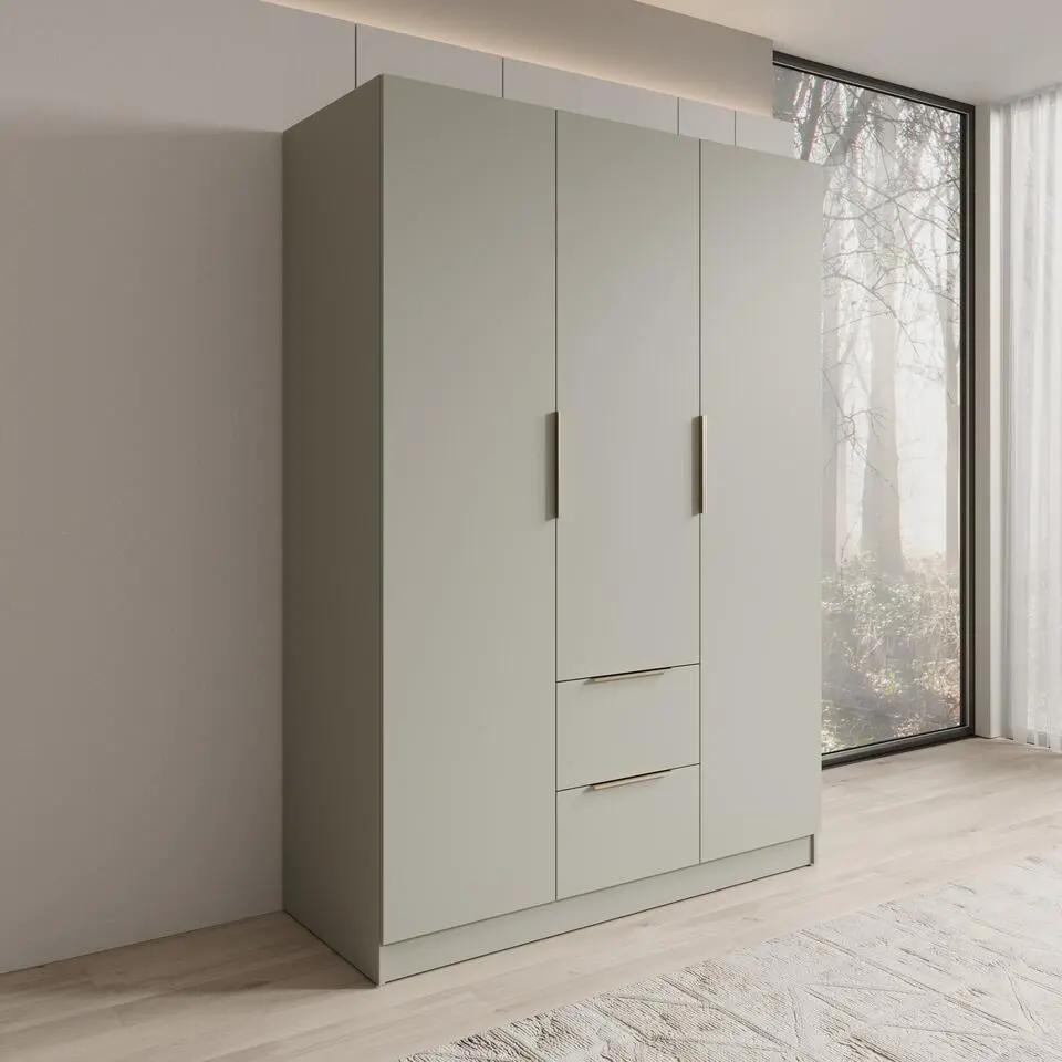 Meubella - Caliero - Kledingkast 3-deurs - Beige - 150x60x216 cm