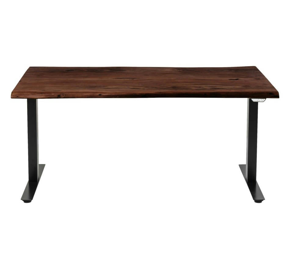 SMART - Bureau réglable assis-debout acacia brut et acier noir L160