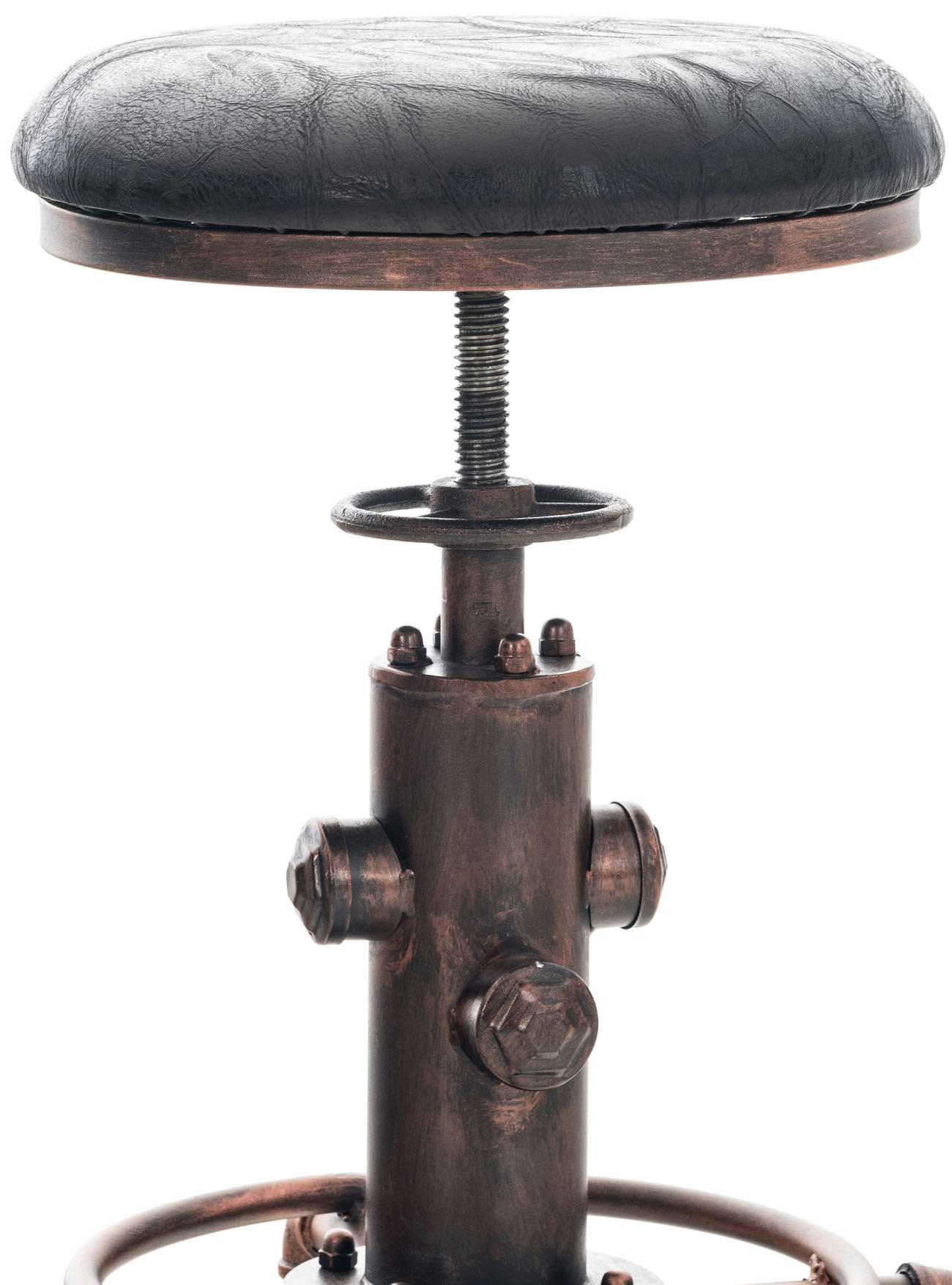 LUMOS - Tabouret de bar industriel réglable en similicuir vintage Noir