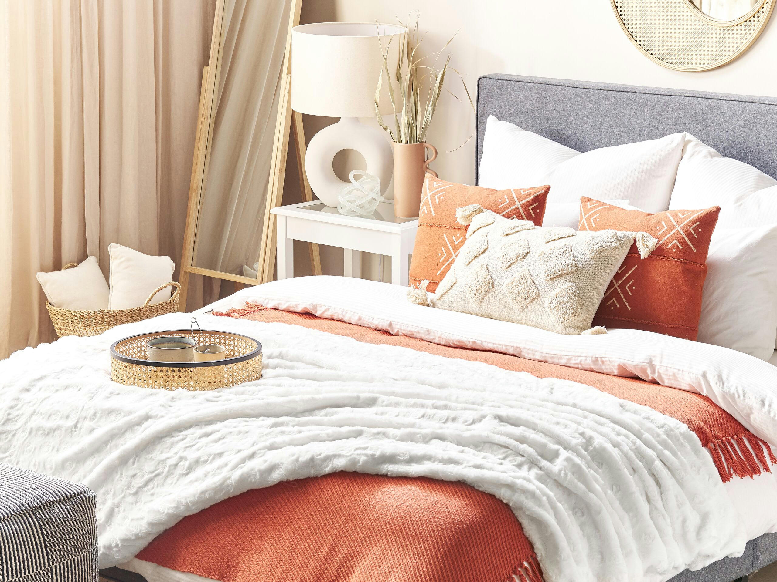 KANDILLI - Plaid en polyester blanc 200x150cm