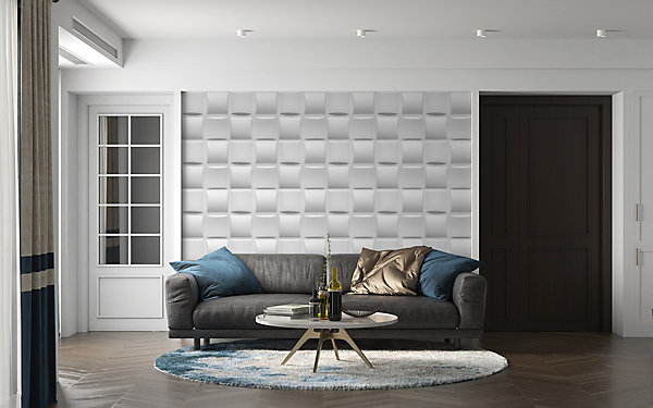 Panneaux de plafond et panneaux muraux Decoratif 3D Pled Blanc 2m² / 8pièces