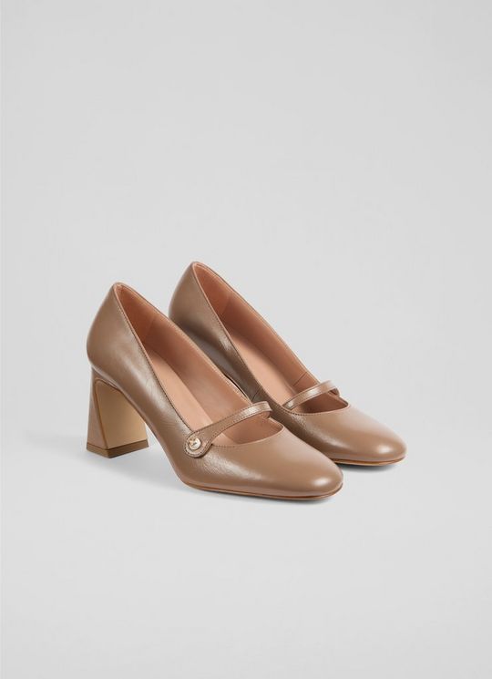 Cissy Mary Jane Brown Mocha Leather Motif Courts