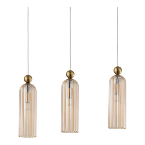 Lampa wisząca Piega 3-punktowa szklana bursztynowa
