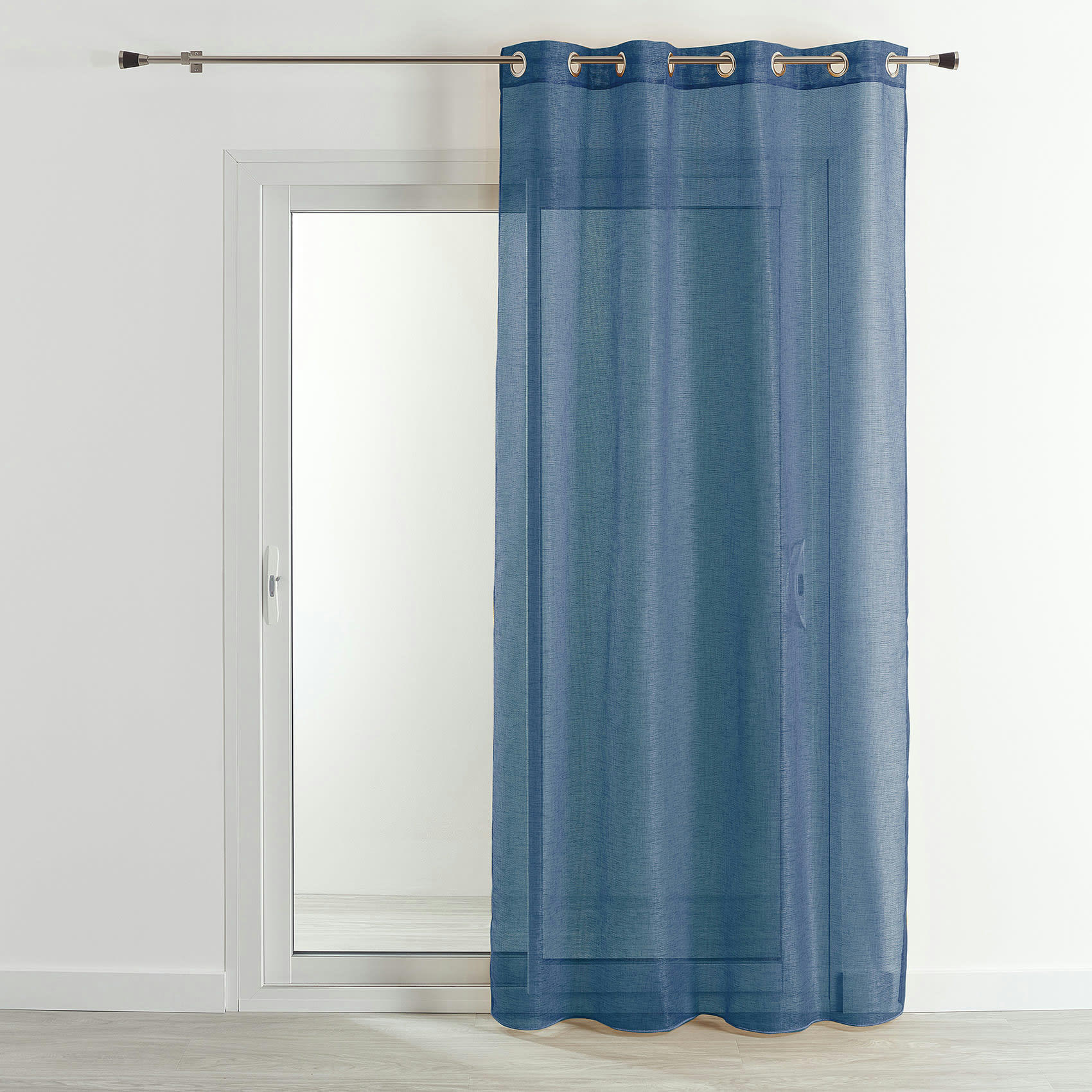 - Voilage en étamine fantaisie à oeillet polyester bleu 140x260 cm