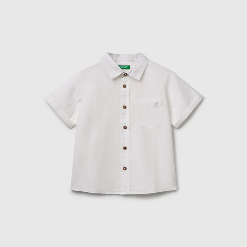 Short sleeve shirt in linen blend
