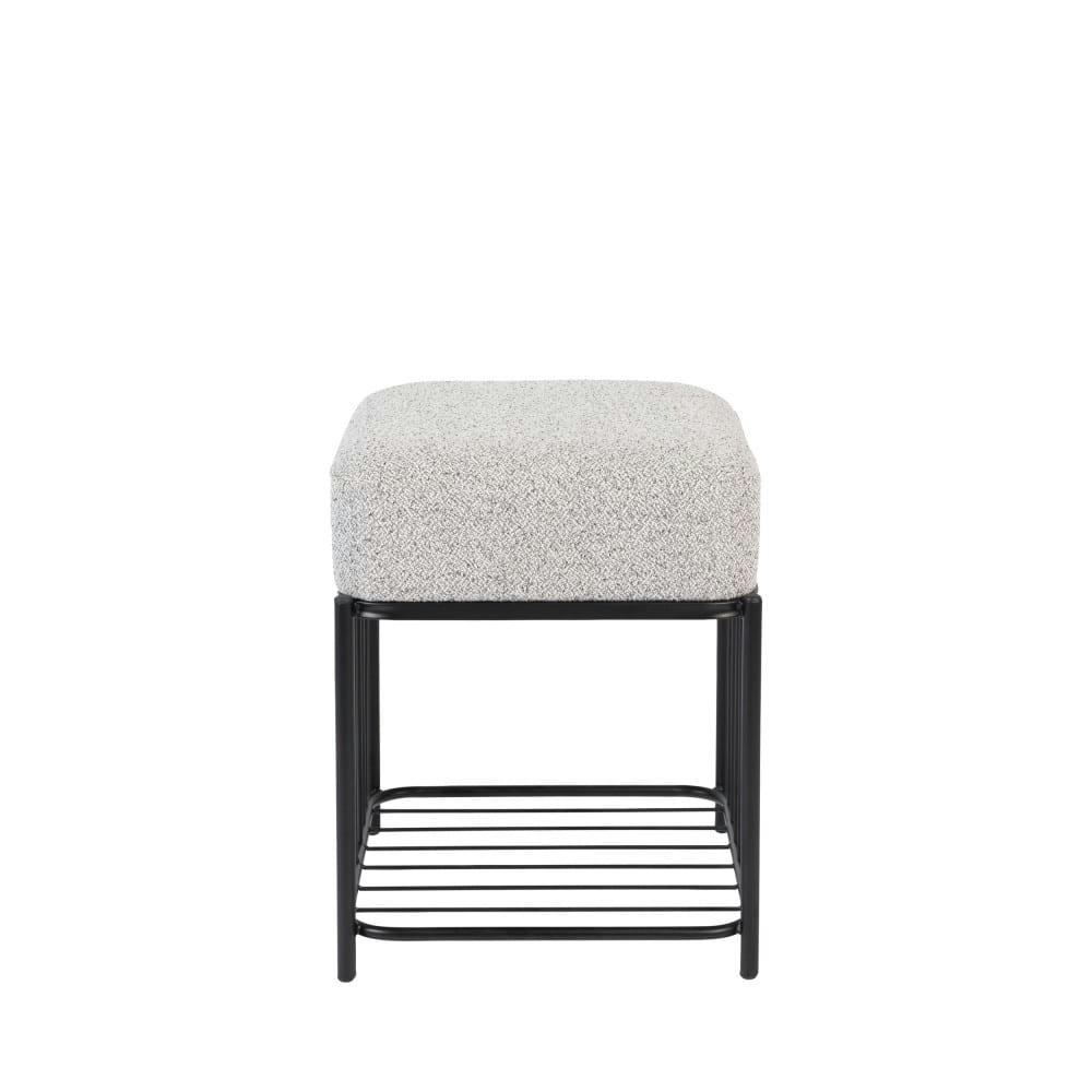 MILOU - Tabouret carré en tissu et métal blanc