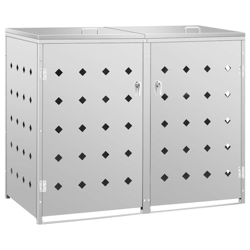 NNEVL Double Wheelie Bin Shed 240 L Stainless Steel