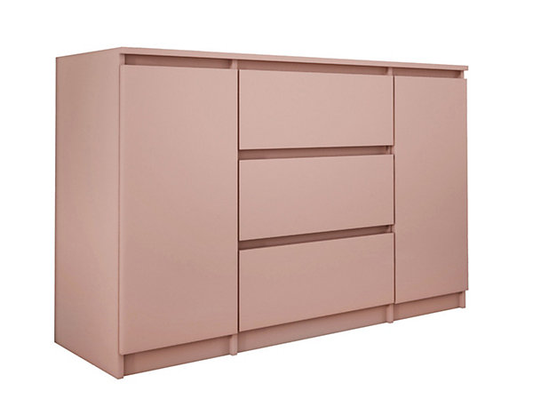 Commode 2 portes 3 tiroirs, 120 x 78 x 39 cm, couleur: rose