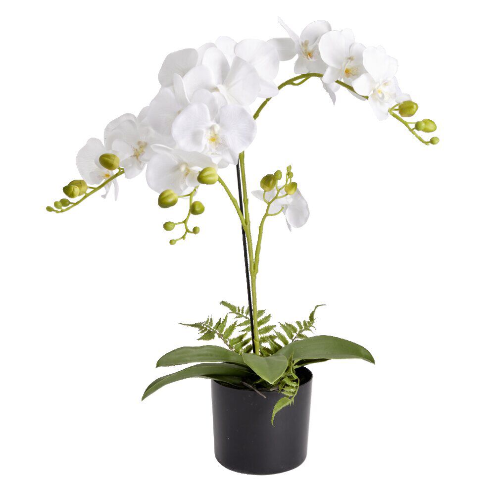Fleurs artificielles en pot orchidée blanche 4 branches H71cm