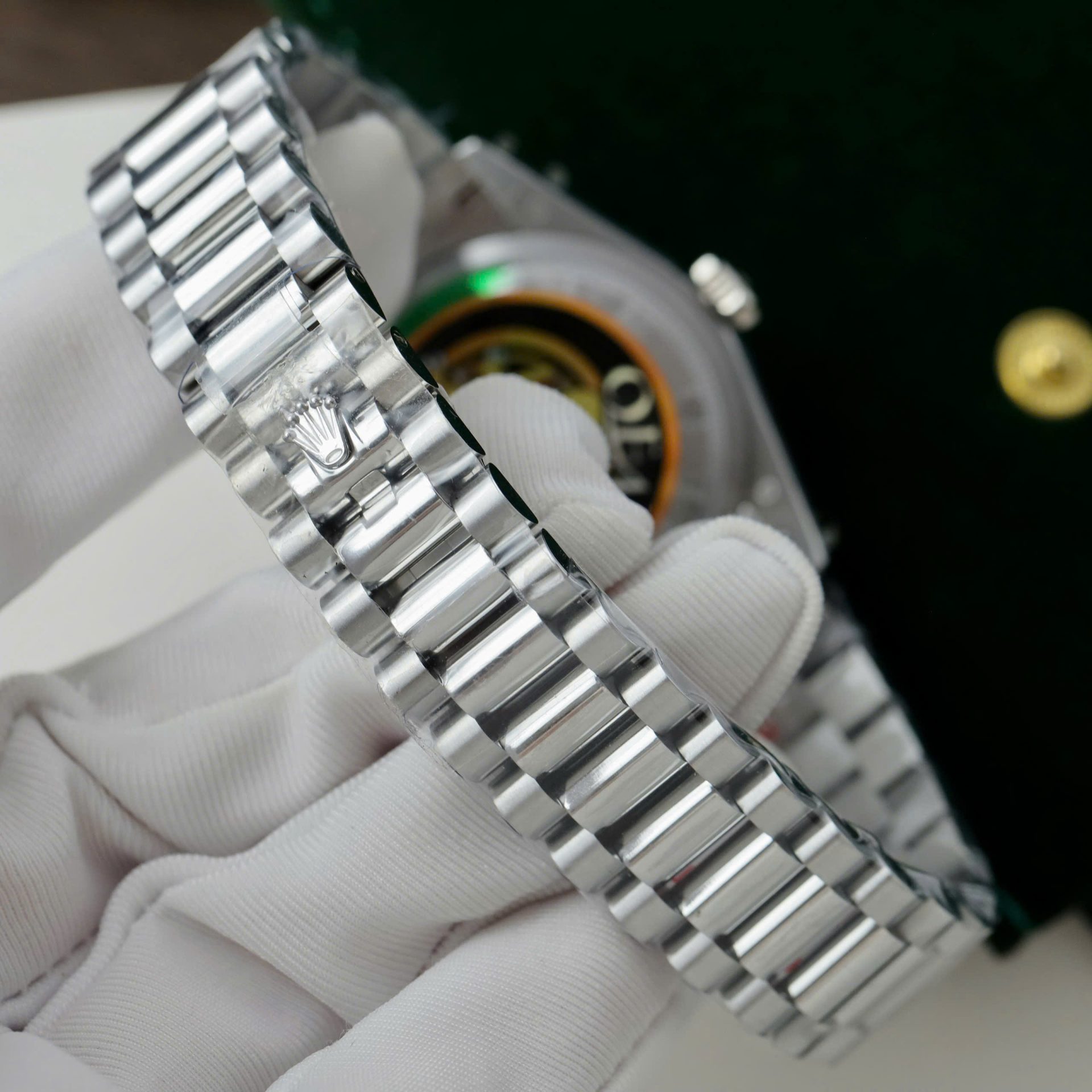 Rolex Day-Date 904L Steel MOP Dial CZ Diamonds 36mm Super Clone