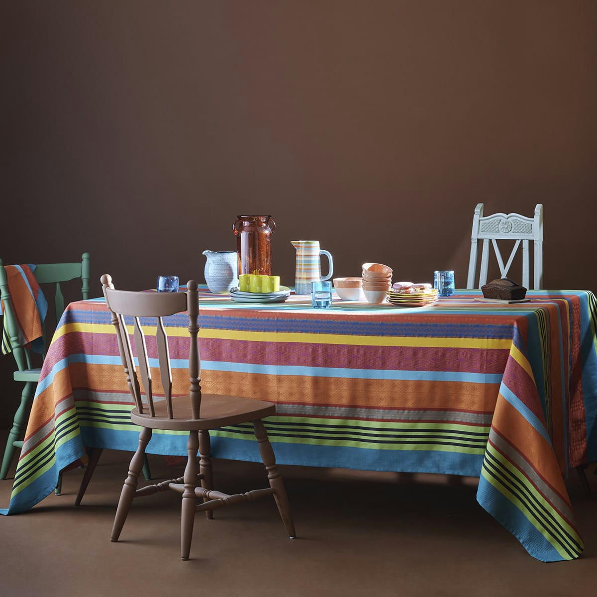 MILLE ARIZONA PAMPA - Nappe carrée  pur coton multicolore 89x89 cm