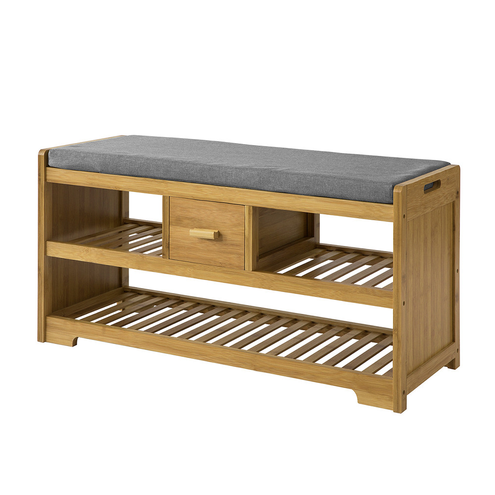 SoBuy Ławka na buty z 1 szufladą 91x34x45cm Rustykalny FSR75-N