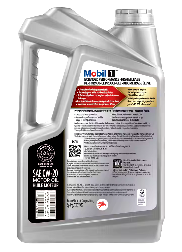 Mobil 1™ Extended Performance High Mileage 0W20 Synthetic Engine/Motor Oil, 4.73-L