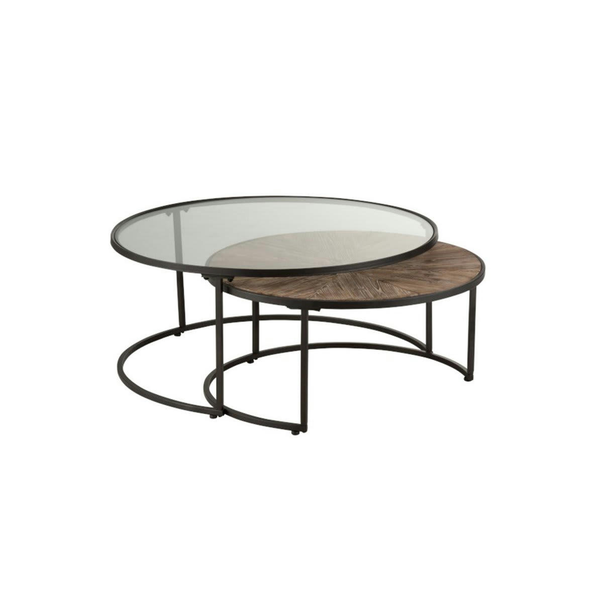 MARIA - Lot de 2 tables gigognes ronde en métal