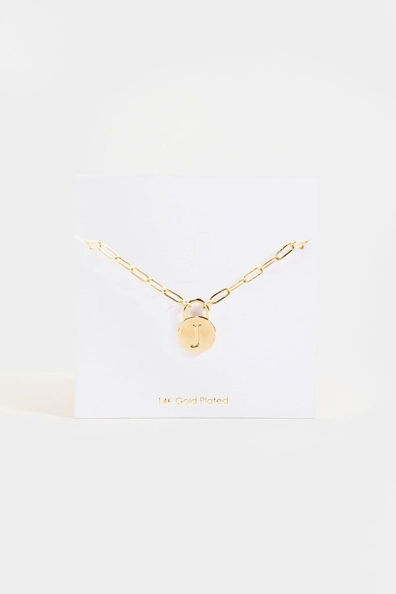 Initial Curb Chain Pendant Necklace Gold