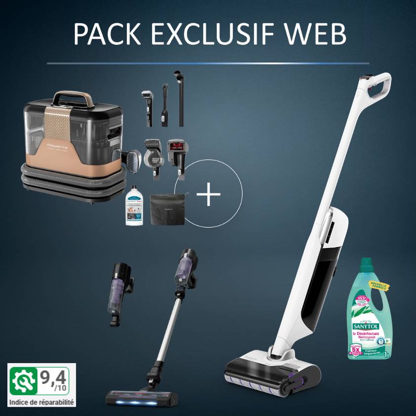 Pack Exclusif Web Premium - Aspirateur laveur X-Clean 12   Shampouineuse Clean-it Hot & Cold   X-Force 5.80   Sanytol offert