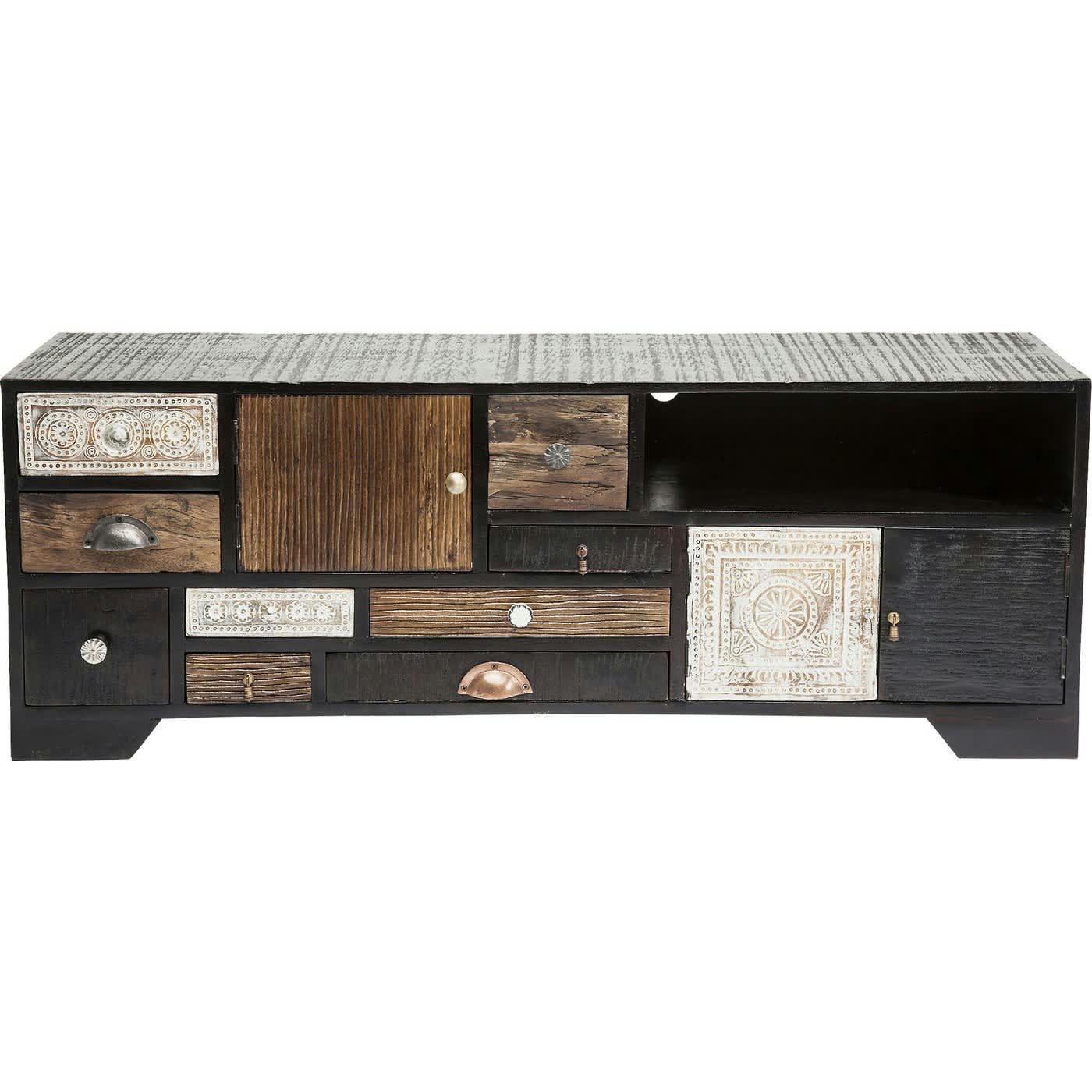 FINCA - Meuble TV 9 tiroirs 3 portes en manguier massif