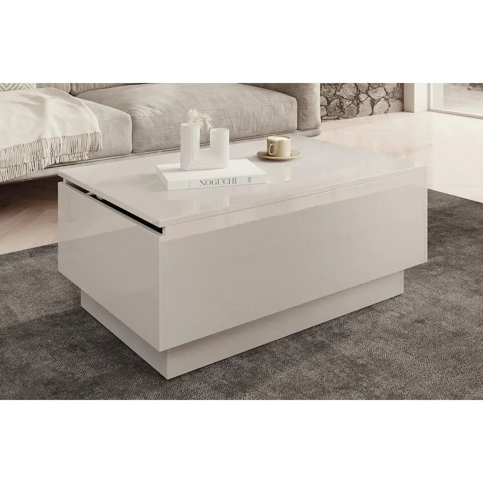 Meubella - Salontafel Micha - Hoogglans wit - 90 cm