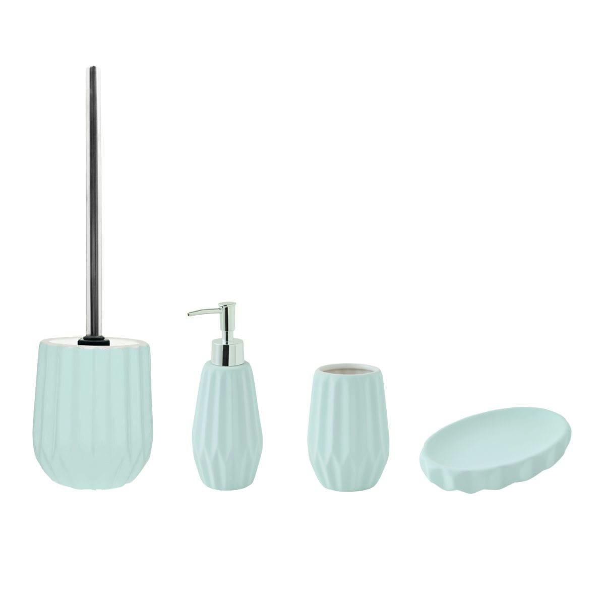 FACETTE - Set de salle de bain 4 pièces en céramique bleu