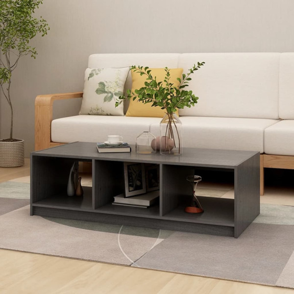 Stolik Kawowy Ława Stół Szary Drewniany 110x50x34 Półka Do Salonu Do Pokoju
