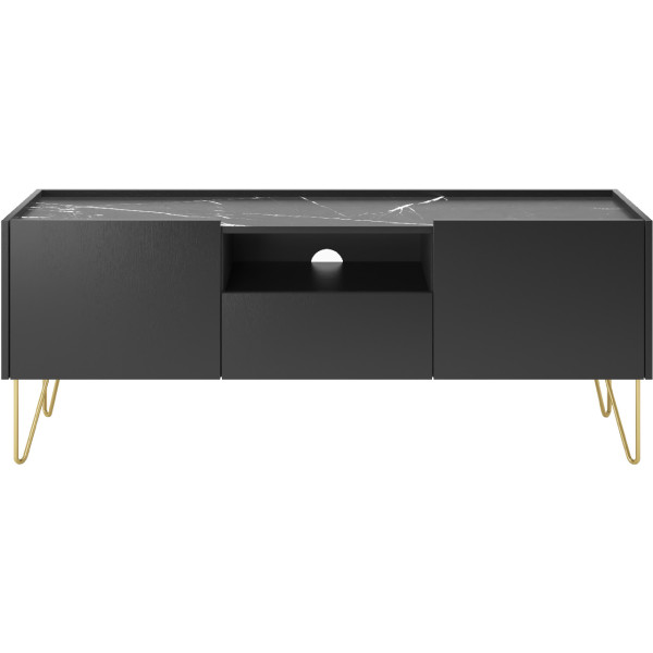 Szafka RTV HARMONIX 01 czarny / czarny marmur
