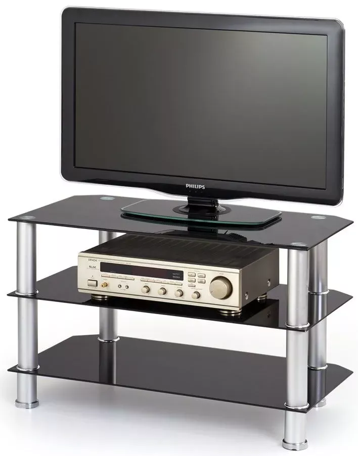 Czarny szklany stolik pod telewizor - Avax