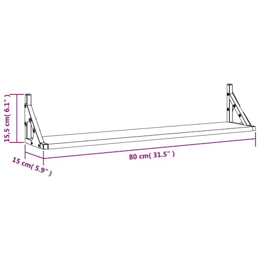 NNEVL Wall Shelves 2 pcs Black 80x15x15.5 cm Engineered Wood
