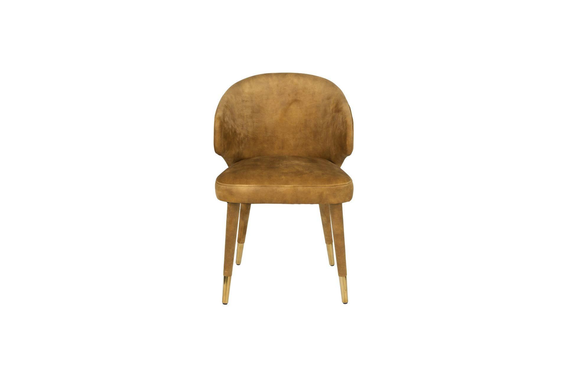 LUNAR - Chaise en velours ocre