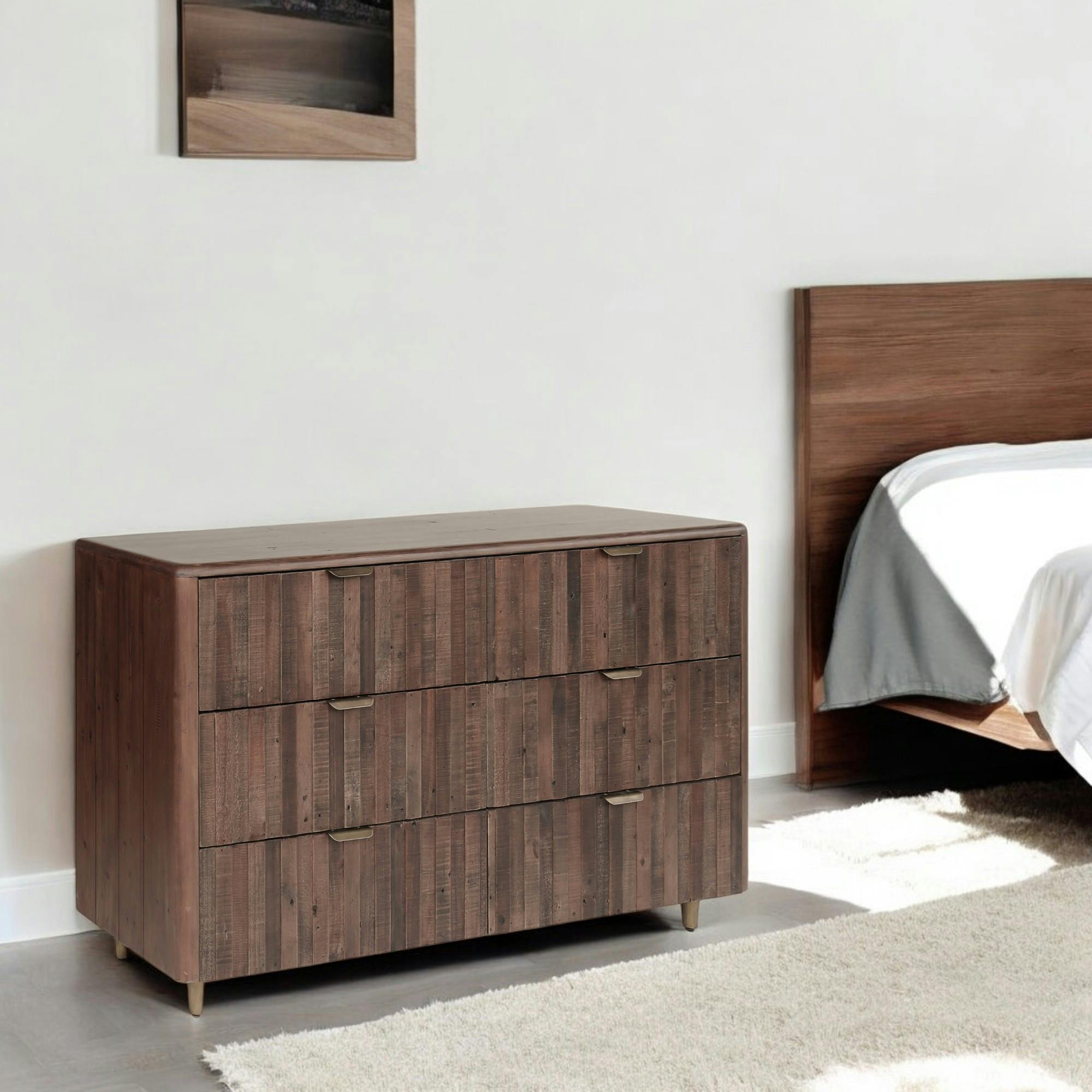 Commode bois recyclé brun 6 tiroirs QUEENSTOWN