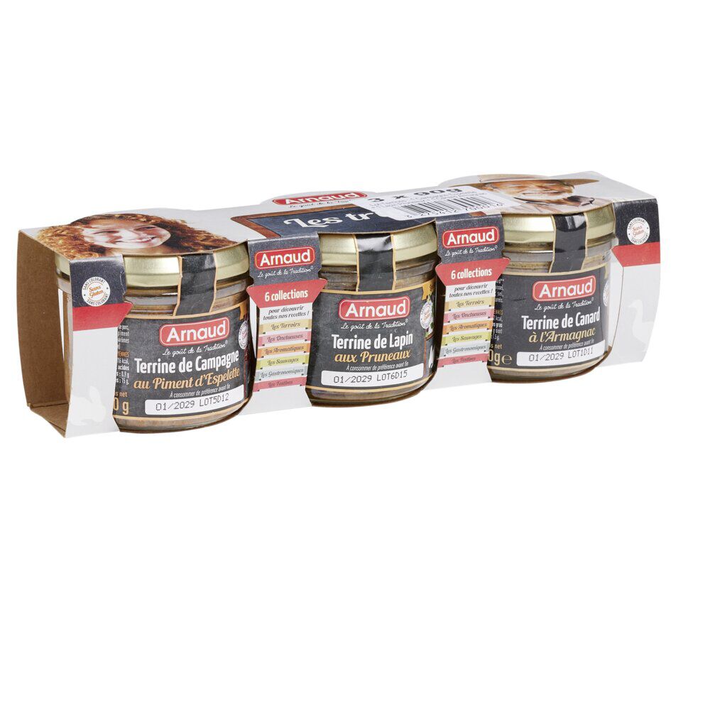 Terrine 3x90gr piment d'espelette   lapin   canard origine France