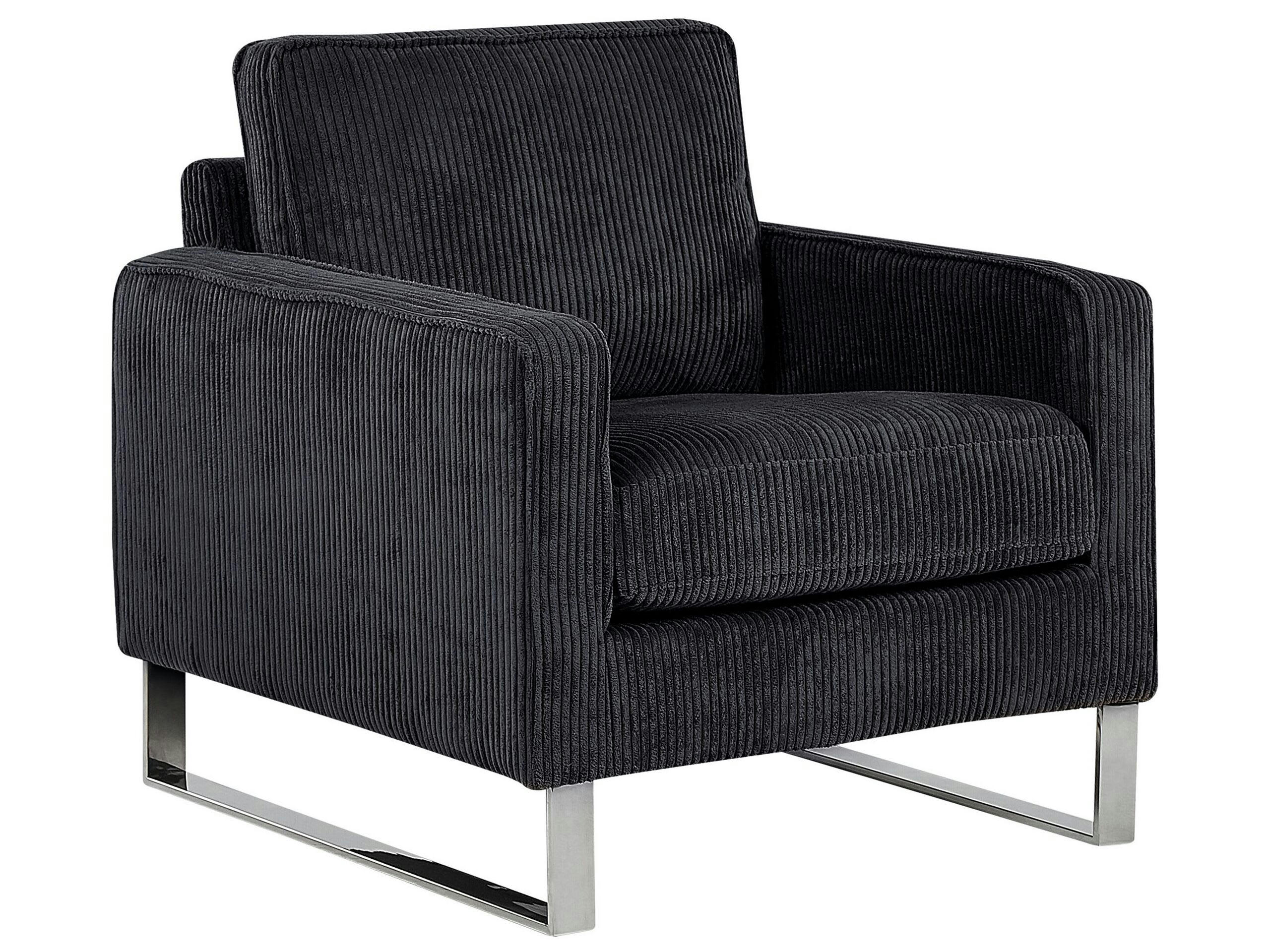 VIND - Fauteuil en velours côtelé noir