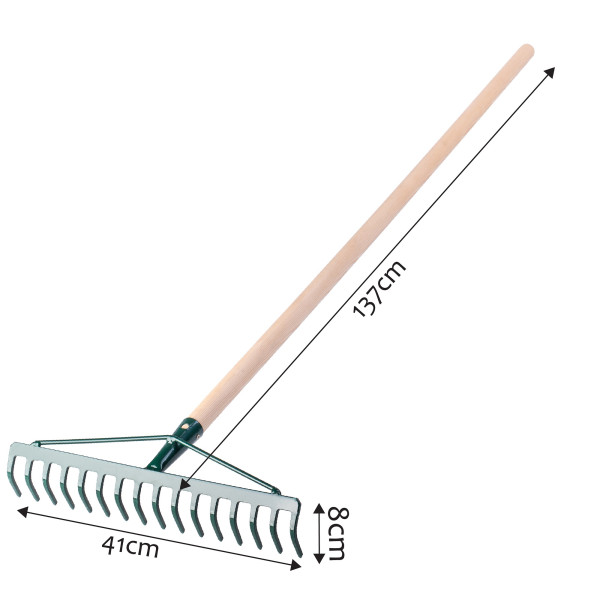 Grabie Do Liści Trawy Metalowe 16-Zębne 137cm