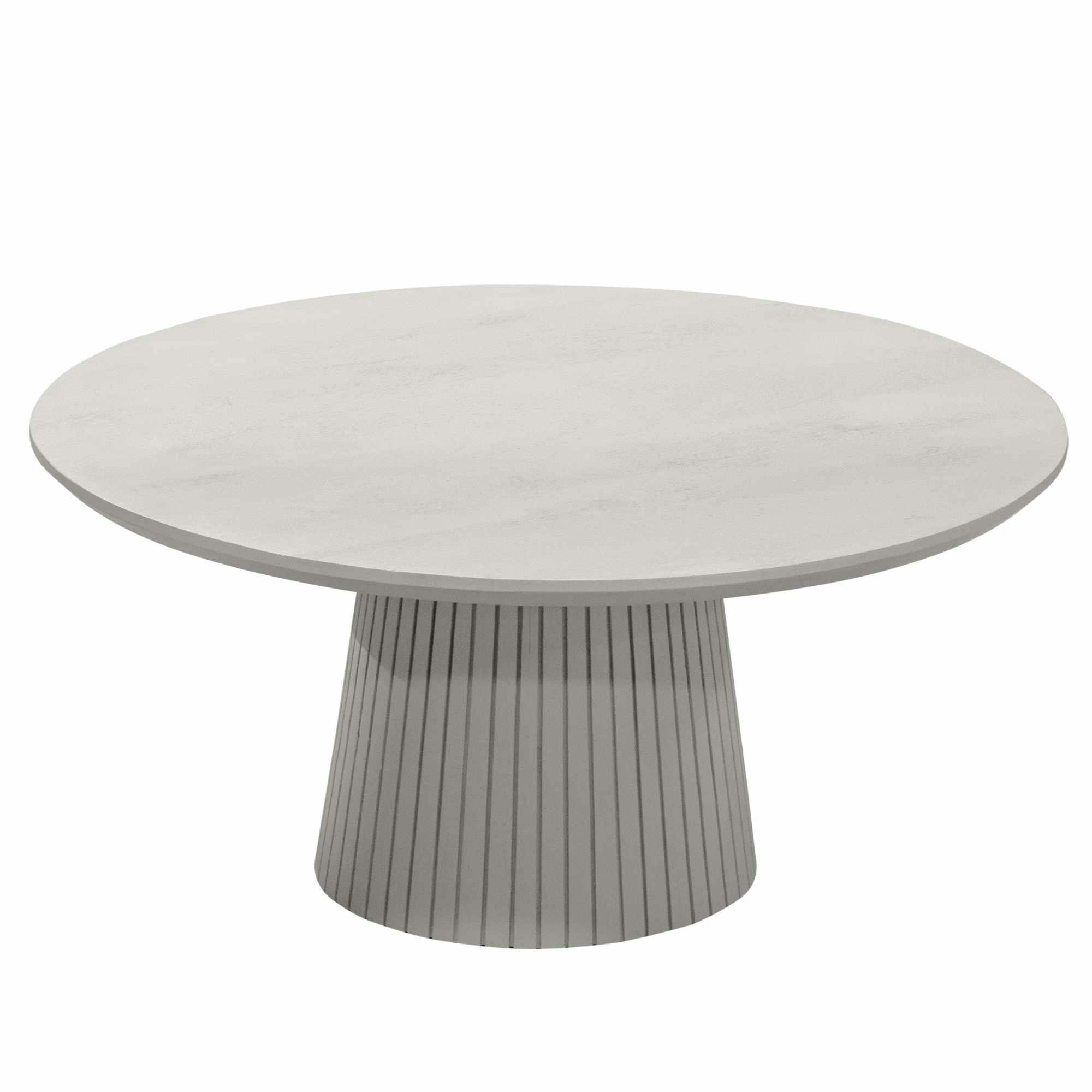Table basse ronde bois gris à pied rainuré CALERO