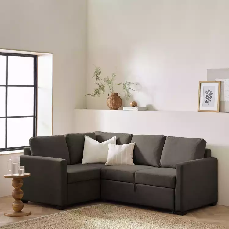 Habitat Reagan Fabric Left Hand Corner Sofa Bed - Charcoal