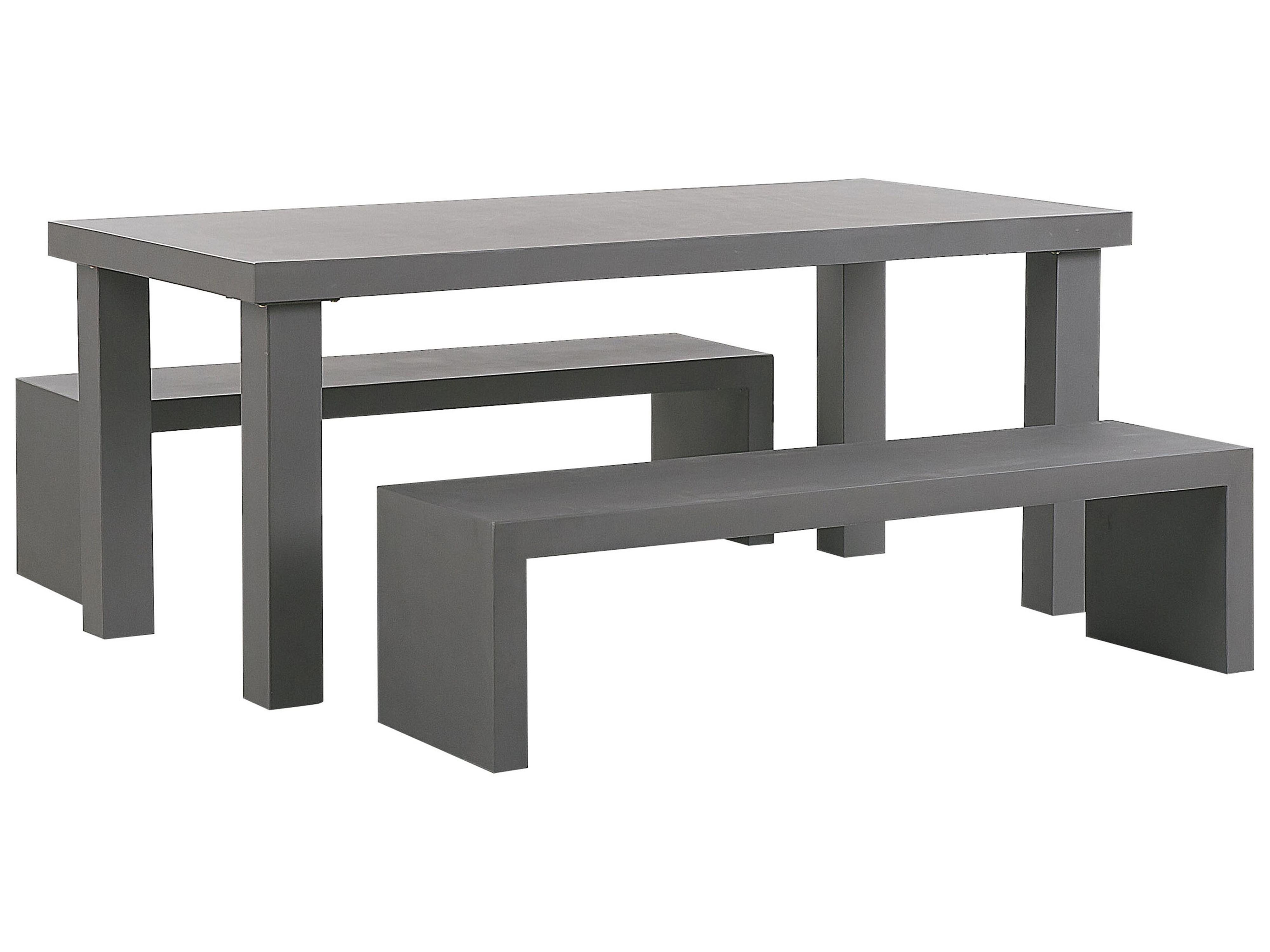Garden Dining Set with Benches 4 Seater TARANTO Concrete Grey