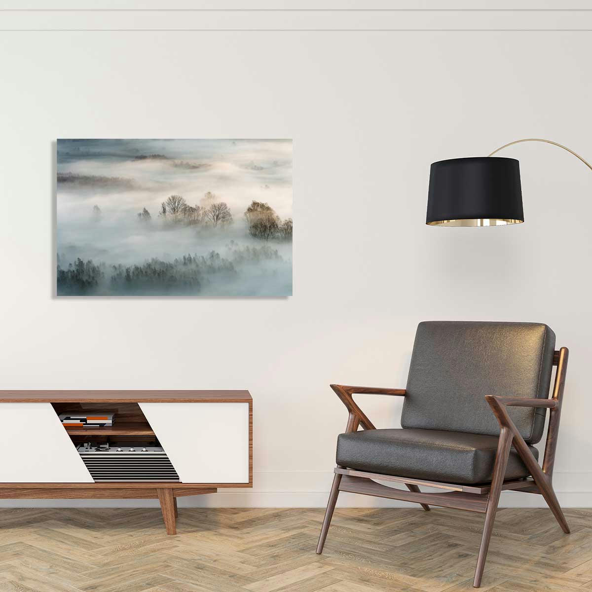 - Tableau brouillard hivernal imprimé sur alu 45x30cm