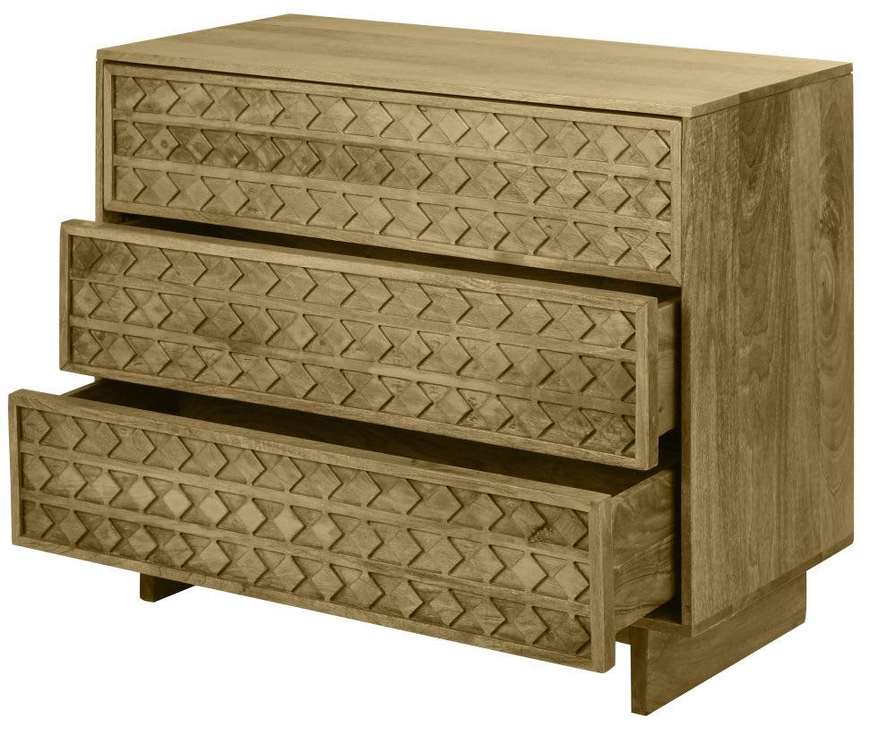 Makao - Commode 3 tiroirs en bois de manguier massif