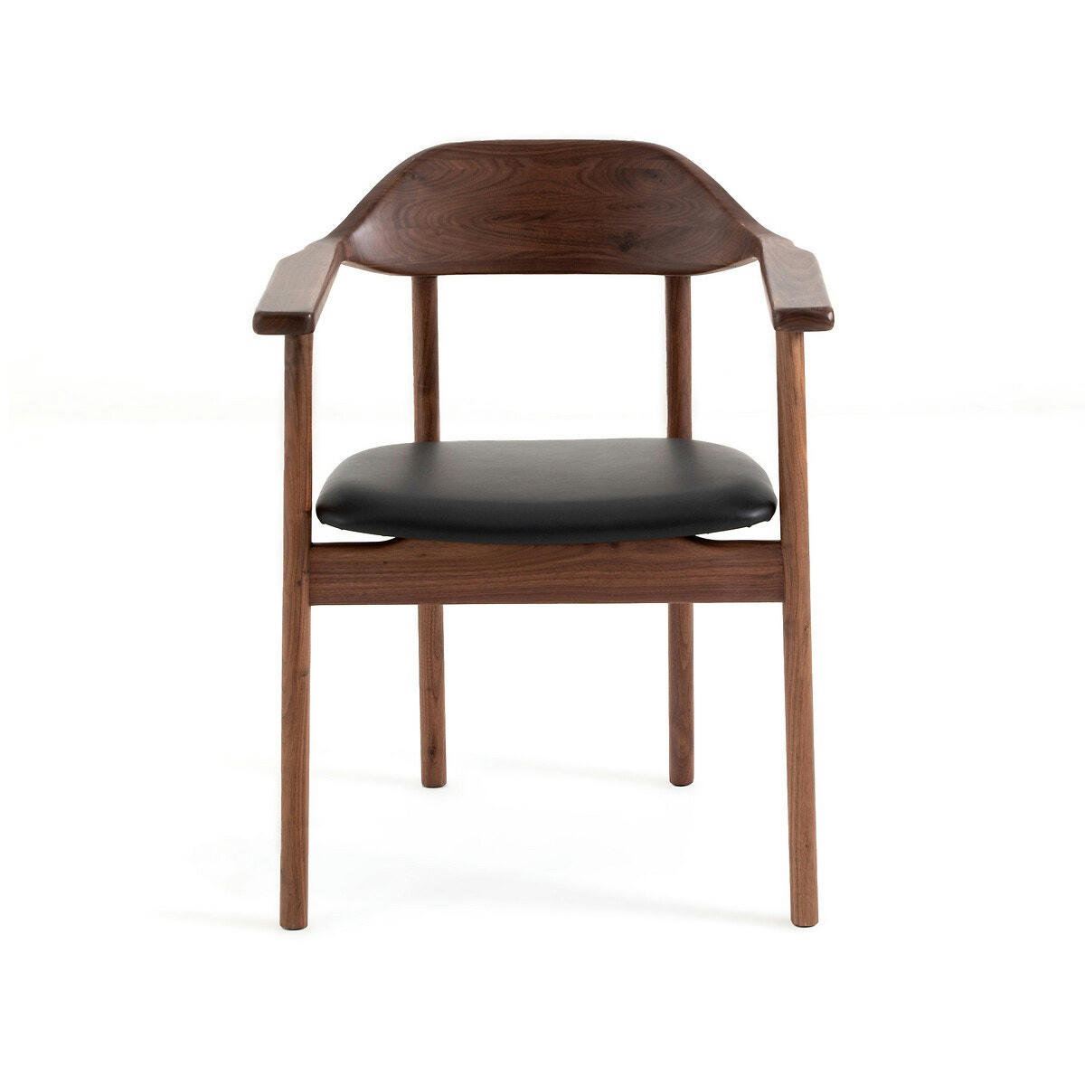 Fauteuil de table noyer/cuir Arié