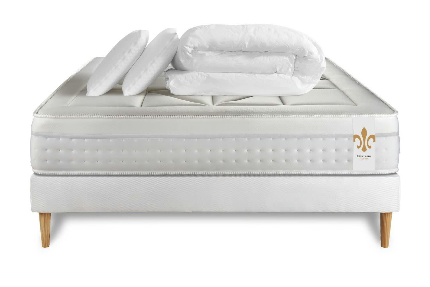 - Pack matelas sommier kit 200x200 oreiller couette