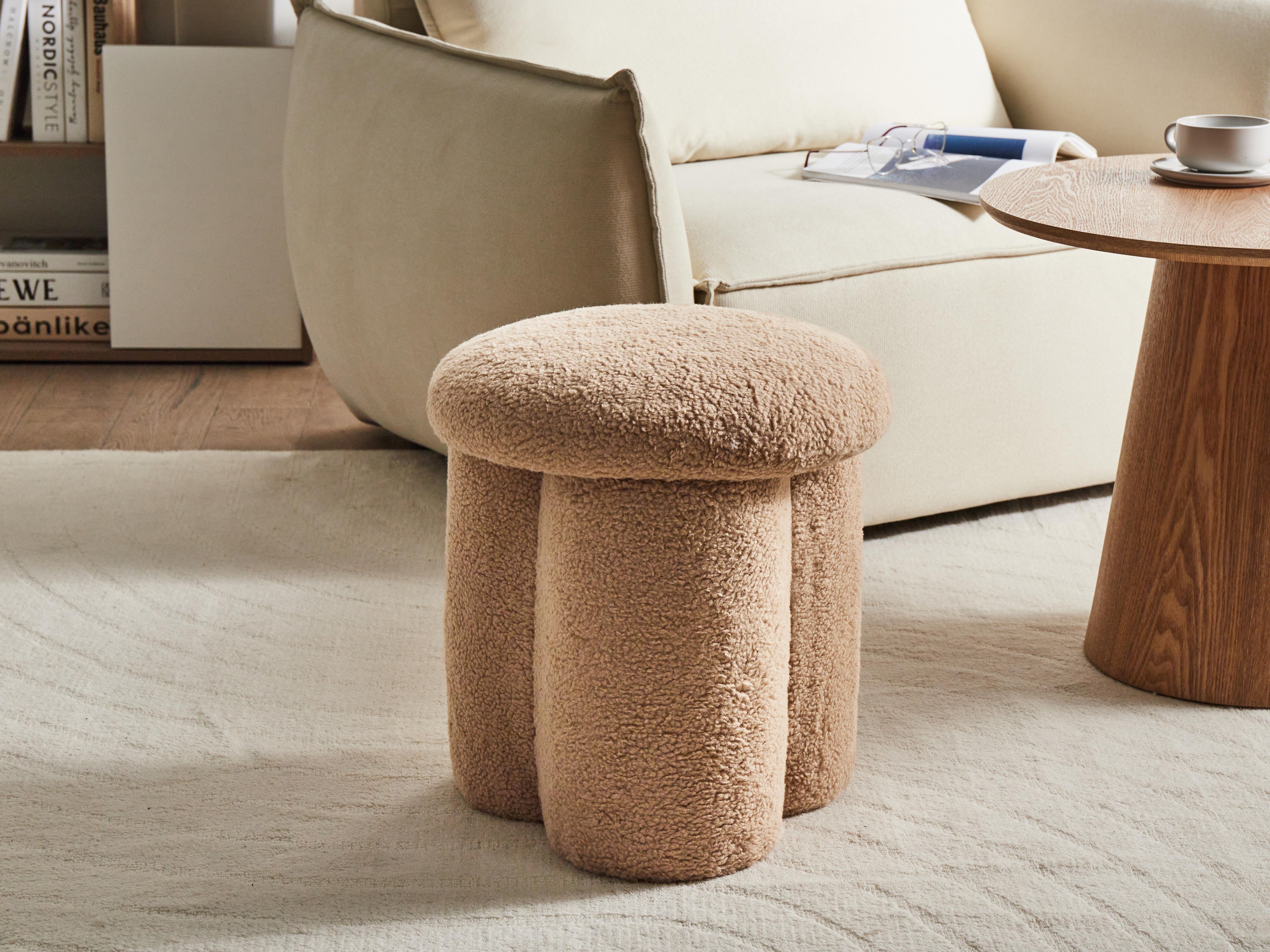Pouffe CARRINGTON Boucle Beige