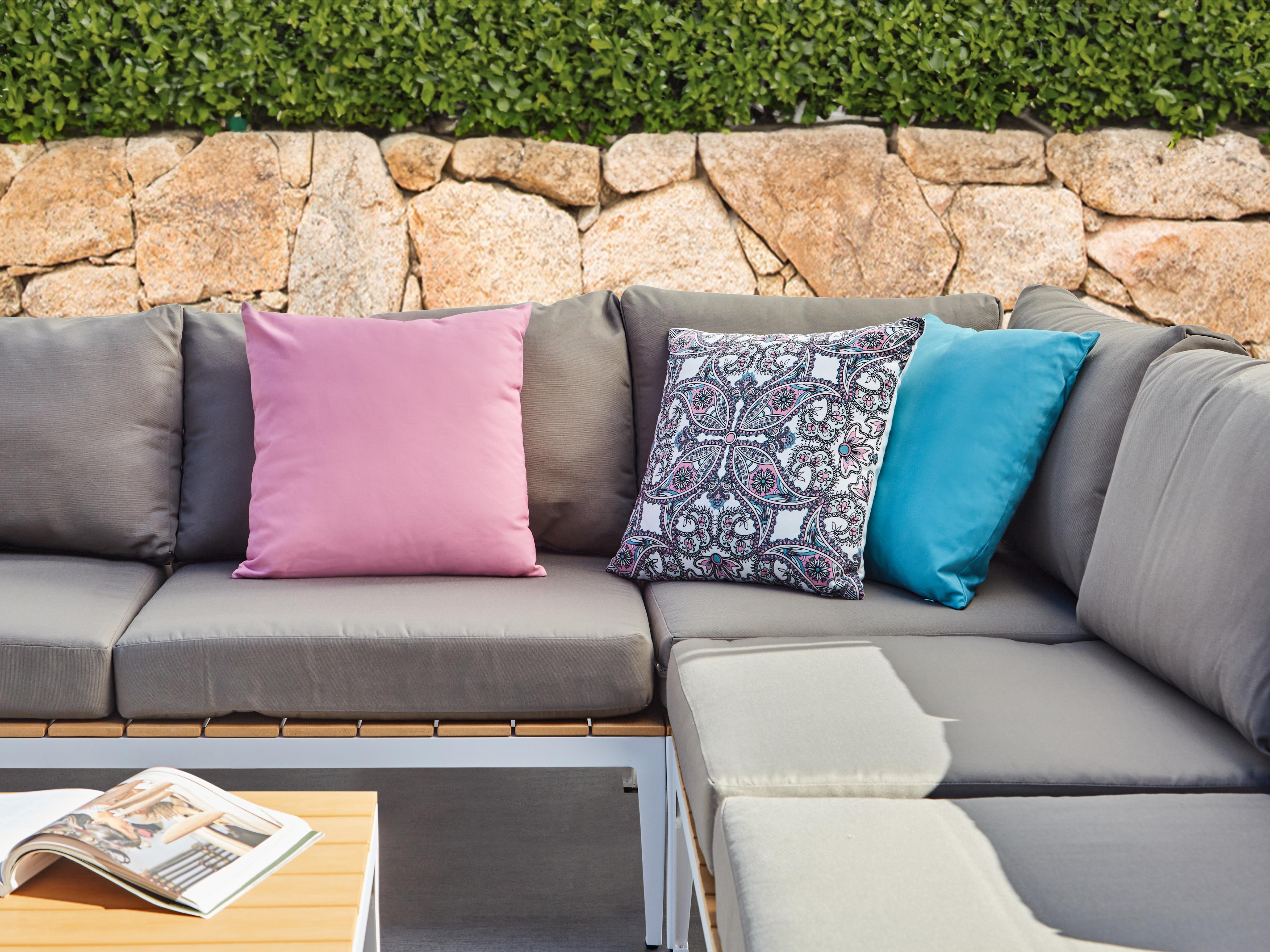 Set of 3 Outdoor Cushions TIDE Solid Oriental Pattern 45 x 45 cm Multicolour