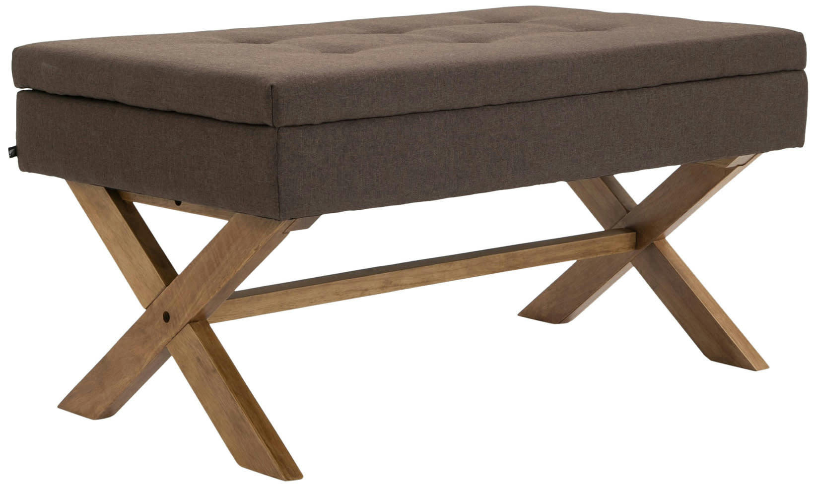 NAMARO - Banquette avec pieds en bois assise en tissu Marron