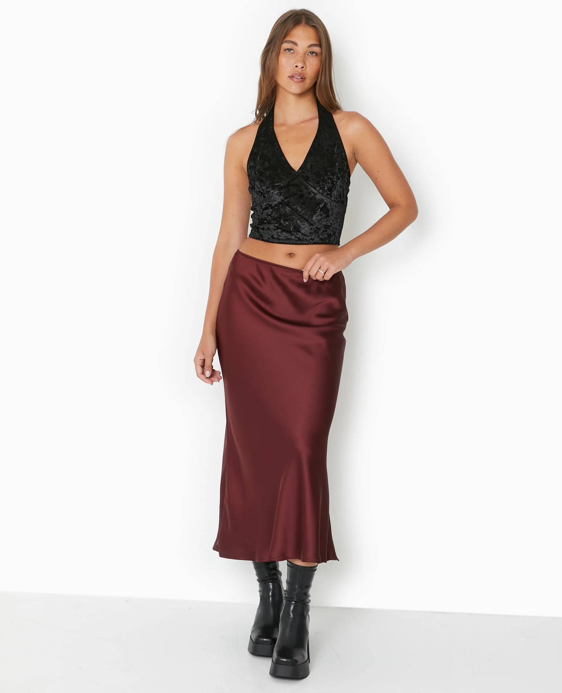 Top dos-nu en velours ras