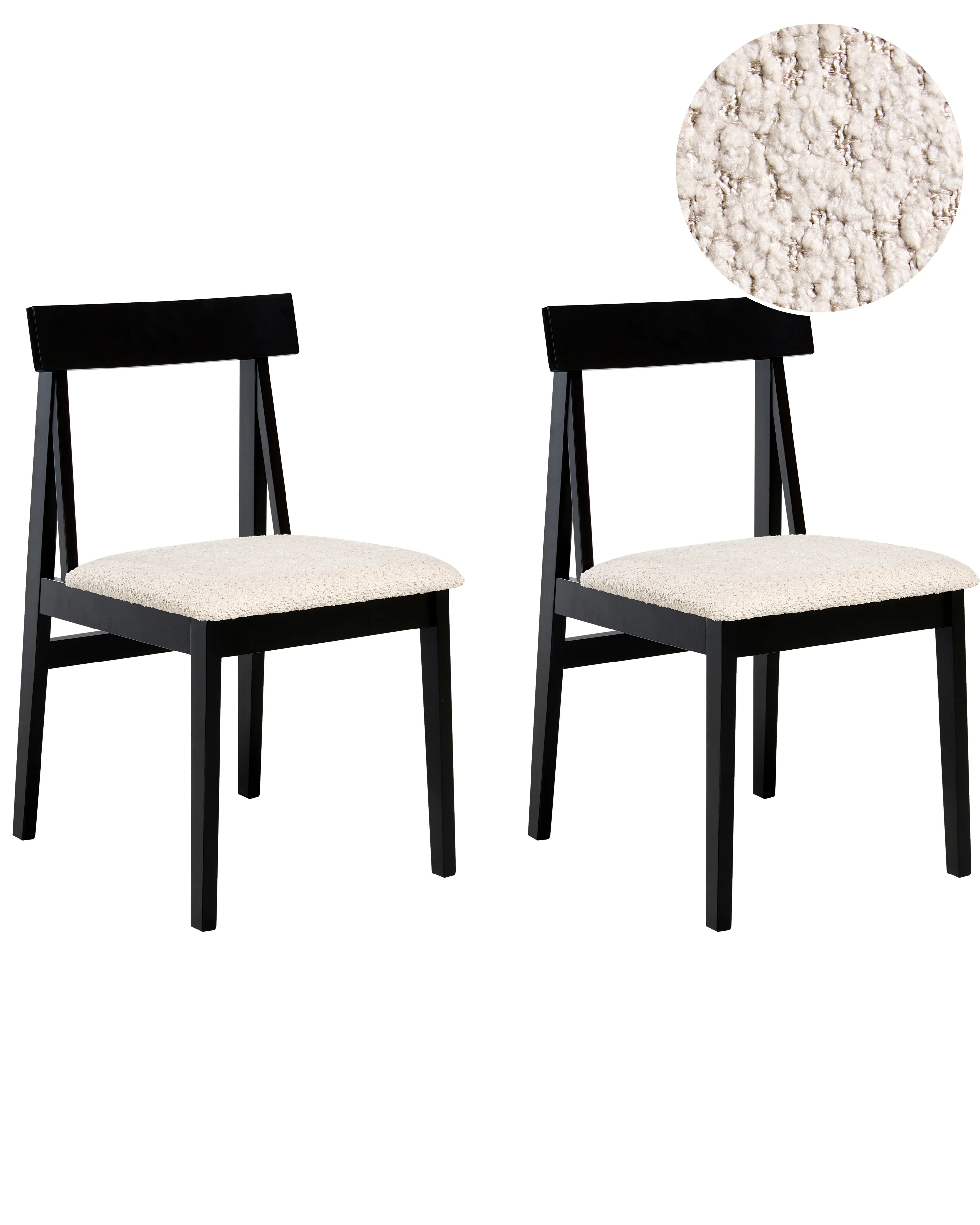 Set of 2 Dining Chairs ISLE Wood Black/ Beige