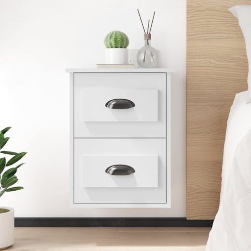 NNEVL Wall-mounted Bedside Cabinet White 41.5x36x53cm