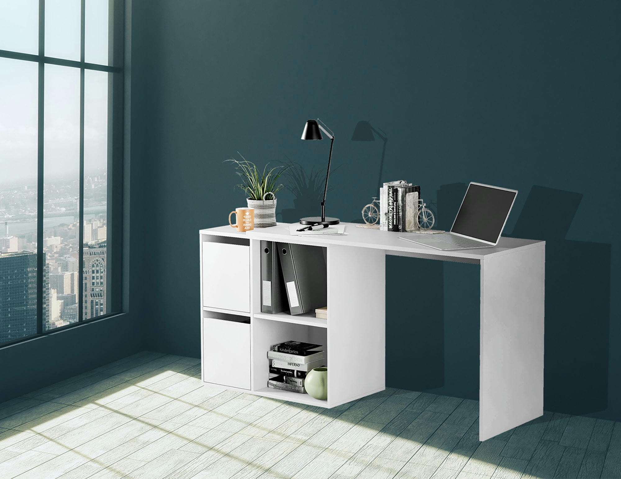 DIVKOVI - Bureau effet bois blanc