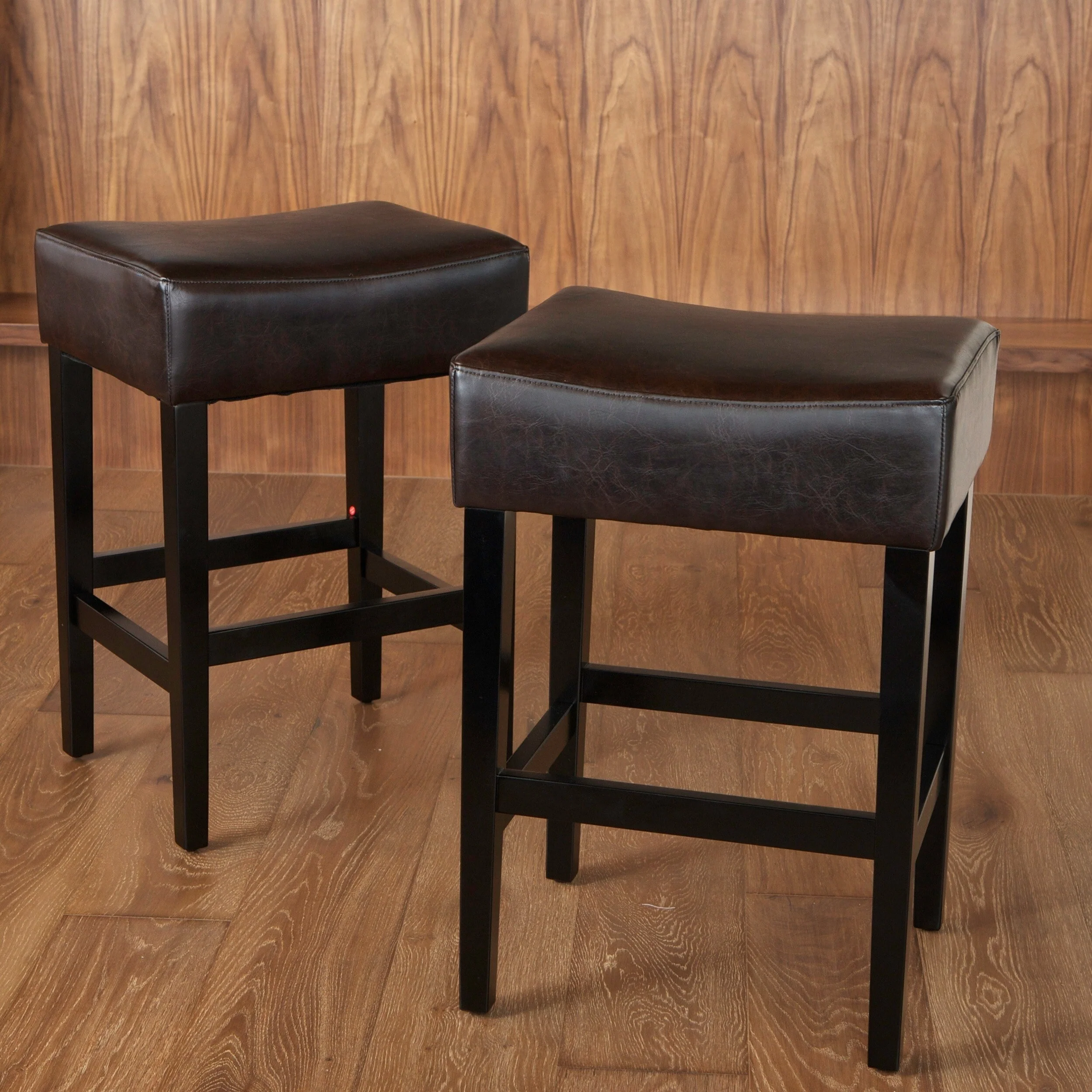 Lopez 27-inch Backless Brown Leather Counterstools (Set of 2) by Christopher Knight Home