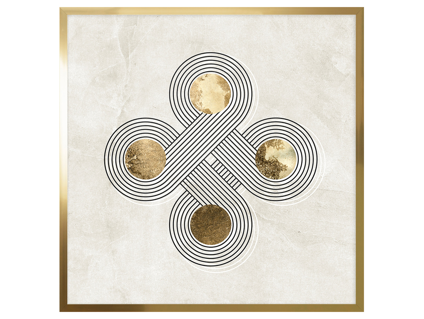 Obraz w ramie Circles From Lines With Gold No.1 73x73 cm